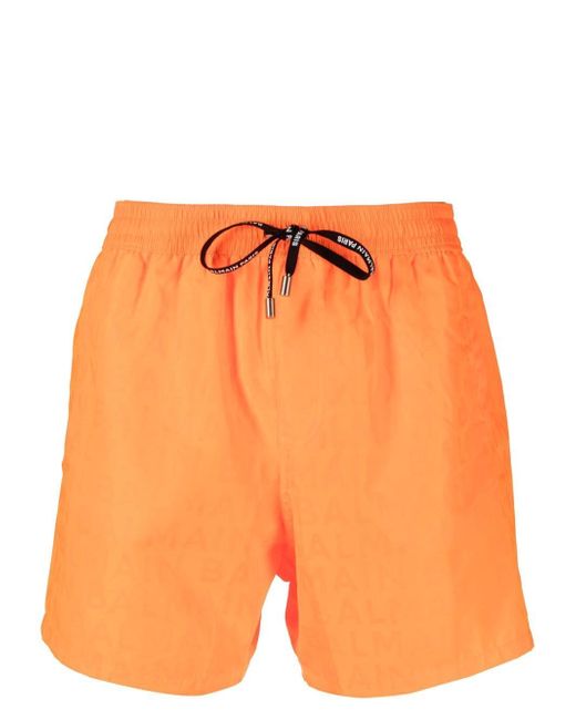 Balmain logo-print drawstring swim-shorts