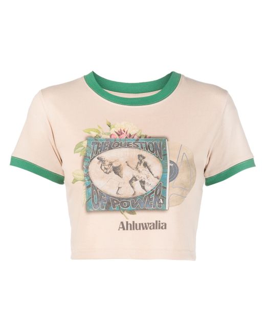 Ahluwalia power-print cropped T-shirt