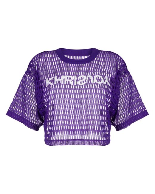 Khrisjoy logo-print perforated T-shirt