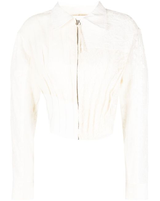Andersson Bell corseted lace zip-up shirt
