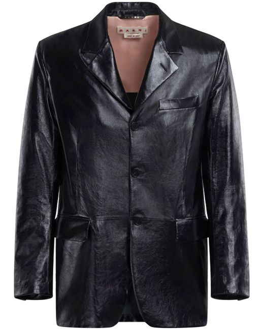 Marni polished-finish leather jacket