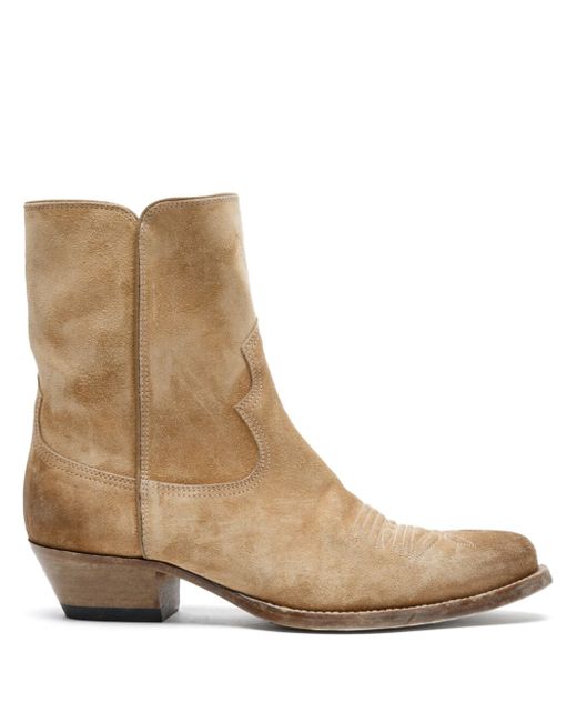 Re/Done pointed-toe western suede boots
