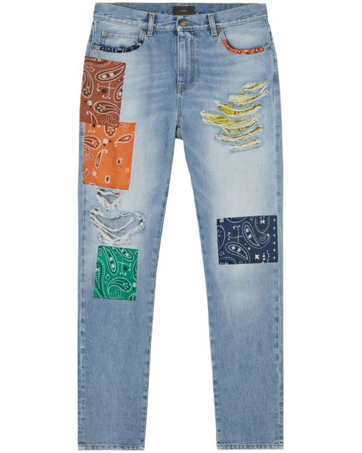 Alanui baggy-cut patchwork-design jeans