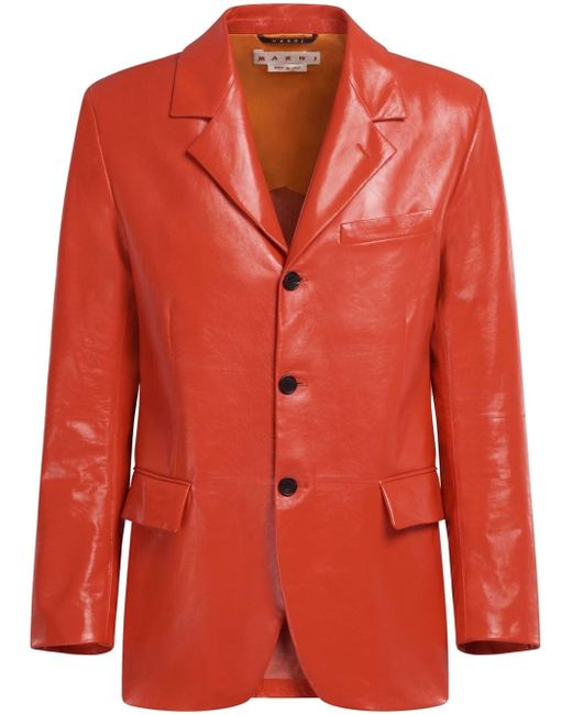 Marni polished-finish leather jacket