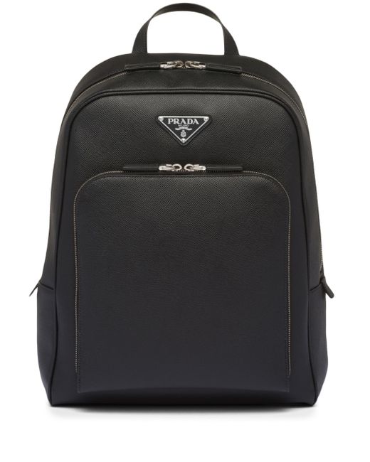 Prada Saffiano-leather triangle-logo backpack
