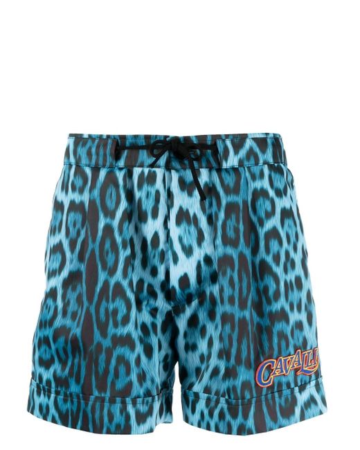Roberto Cavalli leopard print drawstring swim shorts