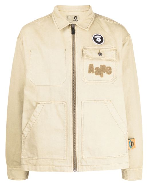 Aape By *A Bathing Ape® chenille logo patch-detail lightweight jacket