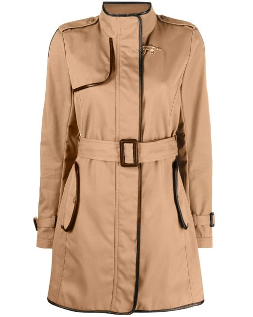 Fay contrasting-trim belted jacket