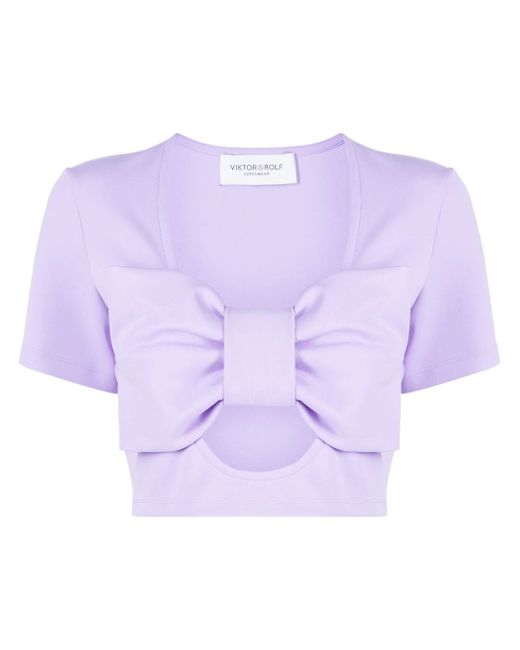 Viktor & Rolf bow embellished cut-out cotton top