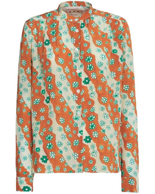 Marni floral-print long-sleeve shirt