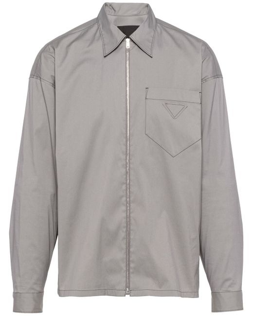 Prada zip-front cotton shirt