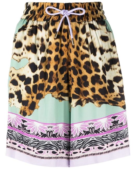 Just Cavalli leopard print drawstring shorts