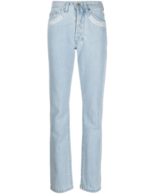 032C Double Shift ripped-patch straight-leg jeans