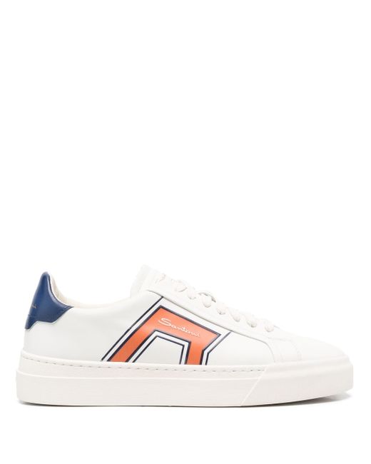 Santoni lace-up low-top leather sneakers