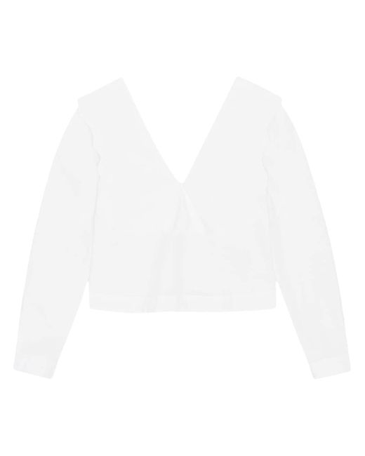 Ganni scallop-collar organic cotton blouse