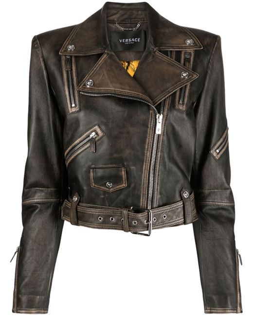 Versace Barocco brushed leather jacket