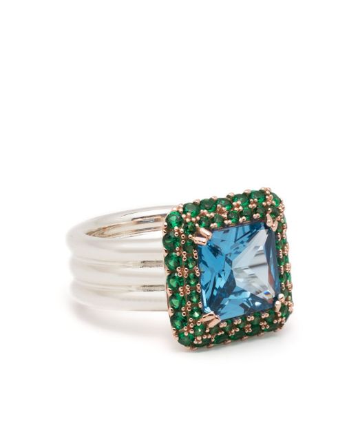 Hatton Labs square crystal-embellished ring