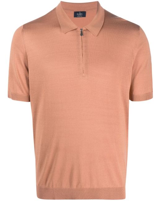 Barba zip-up short-sleeved polo shirt