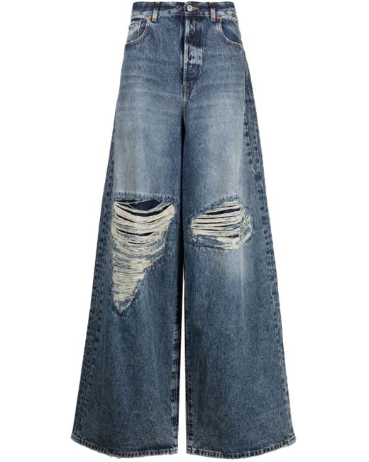 Vetements distressed wide-leg jeans
