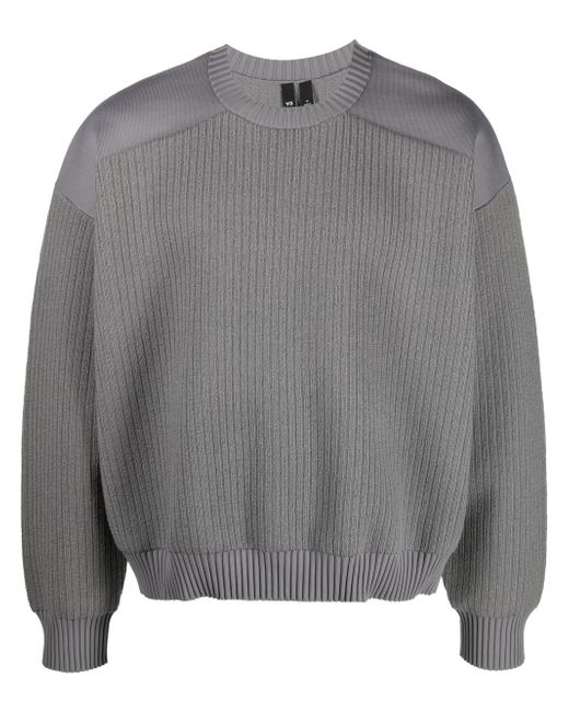 Y-3 ribbed-panneling crew-neck jumper