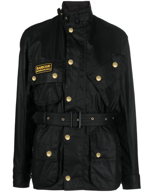 Barbour International belted military jacket