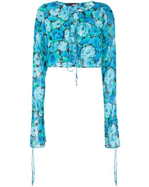 Rotate floral-print cropped blouse