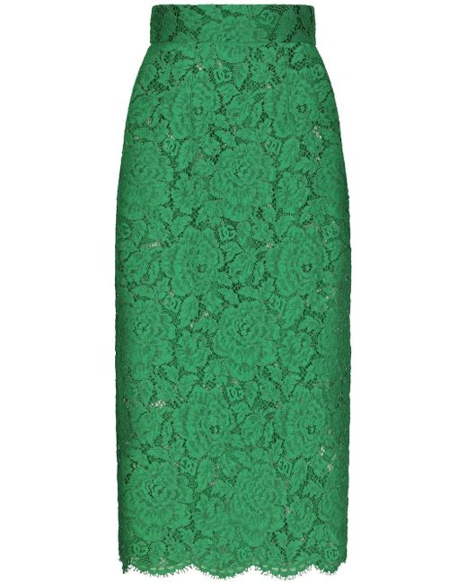 Dolce & Gabbana floral-lace high-waisted midi skirt