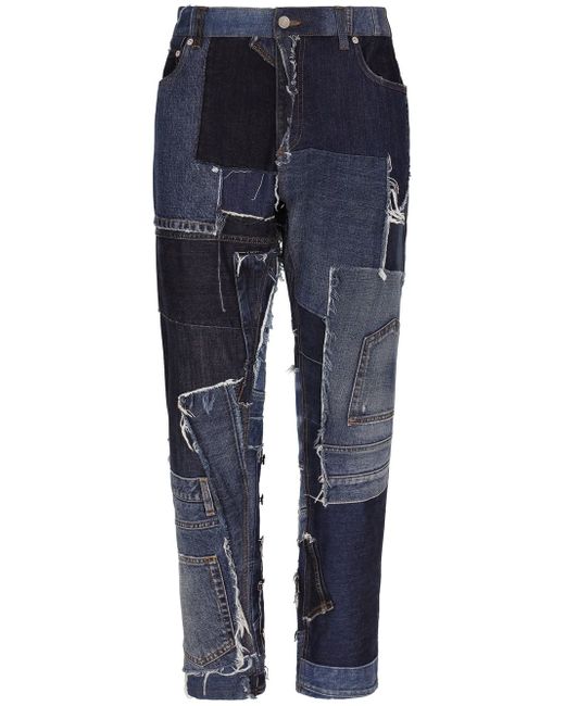 Dolce & Gabbana patchwork-detail straight-leg jeans