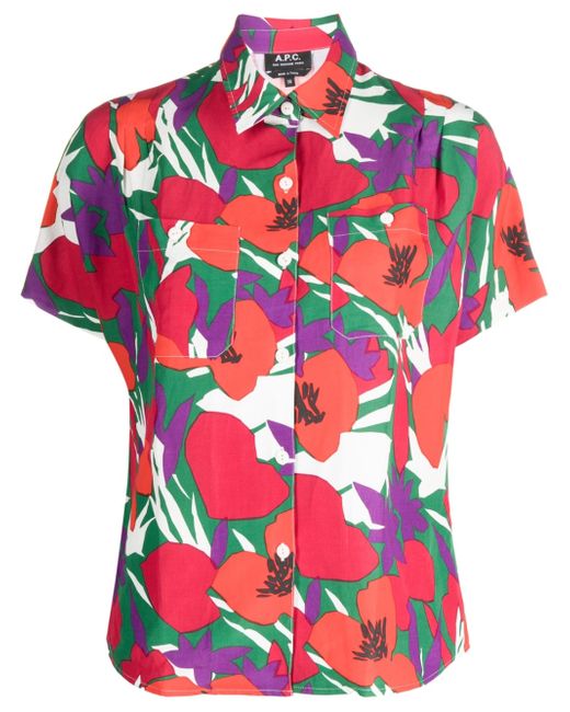 A.P.C. floral-print short-sleeved shirt