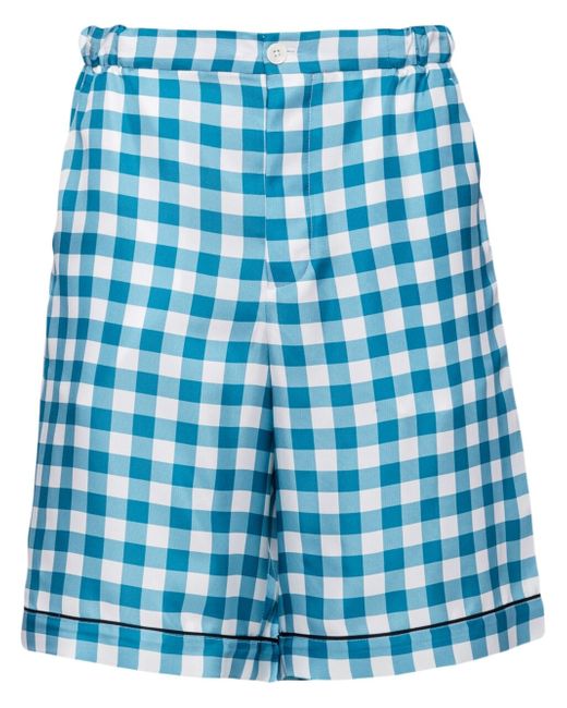 Prada check-print silk Bermuda shorts