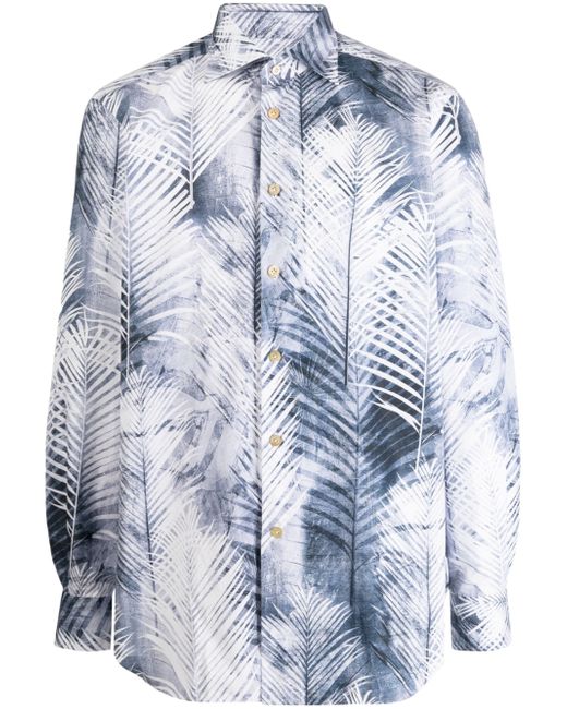 Kiton palm tree-print long-sleeve shirt