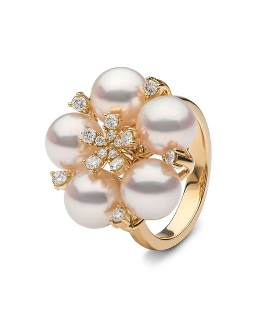 Yoko London 18kt yellow gold Raindrop pearl and diamond ring