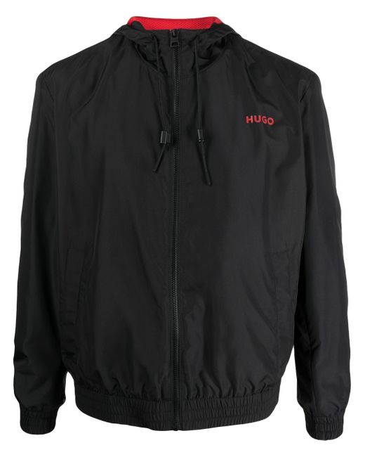 Hugo Boss logo-print hooded jacket