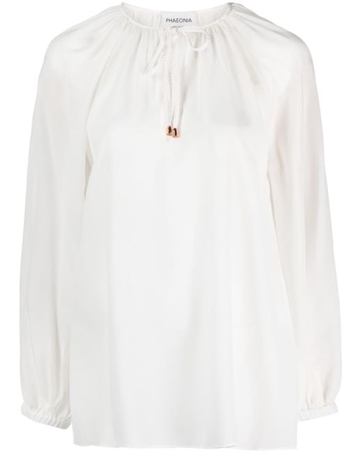 Phaeonia self-tie silk blouse