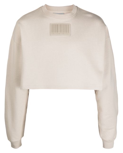 Vtmnts barcode-patch cropped sweatshirt