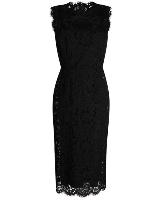Dolce & Gabbana lace-overlay fitted sleeveless dress