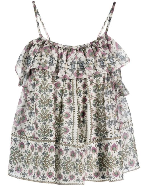 Isabel Marant graphic-print ruffled camisole top