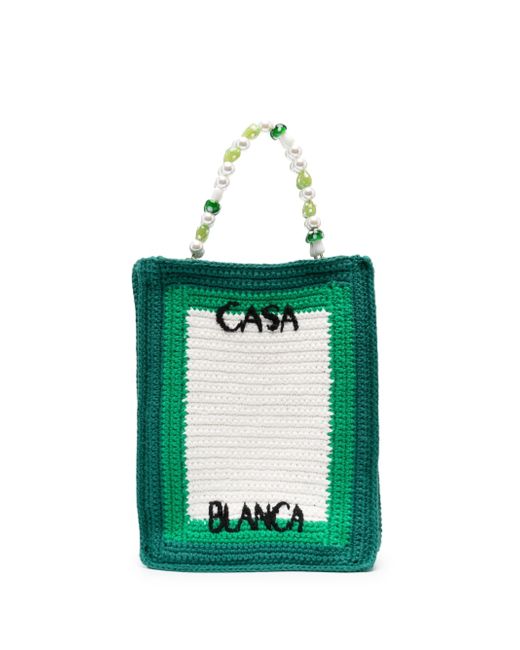 Casablanca Tennis Club crochet-knit tote bag