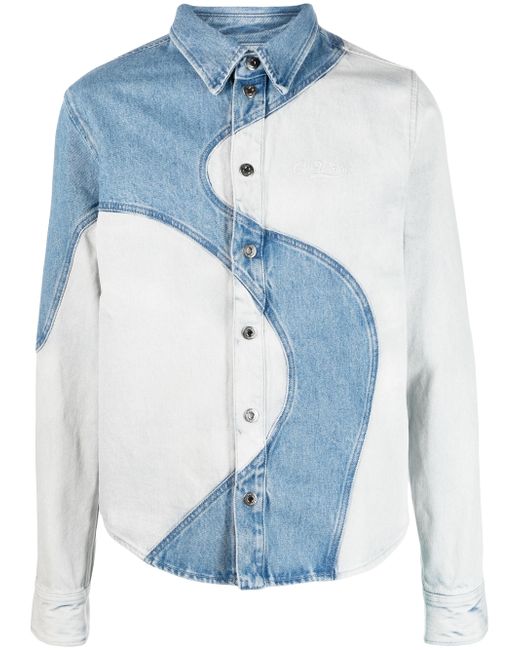 Off-White wave patchwork denim shirt jacket