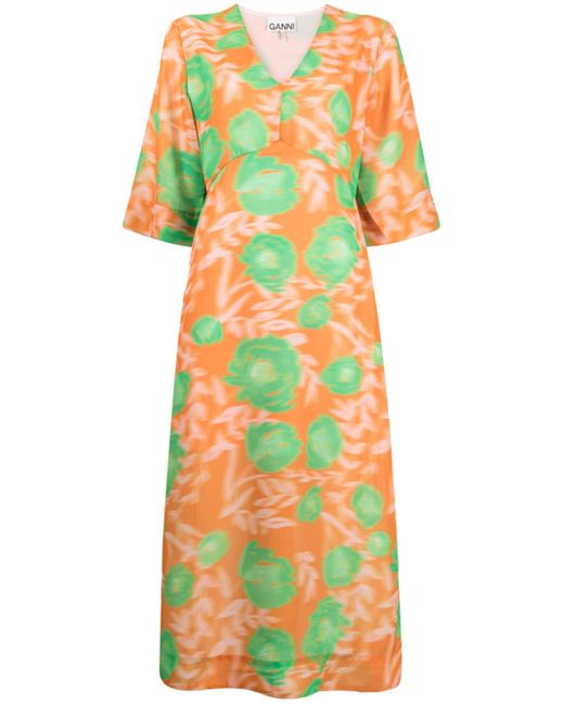 Ganni floral-print midi dress