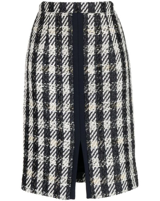 Paule Ka pencil tweed houndstooth-pattern skirt