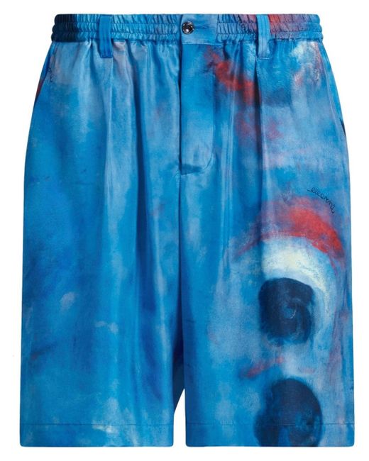Marni painterly-print silk shorts