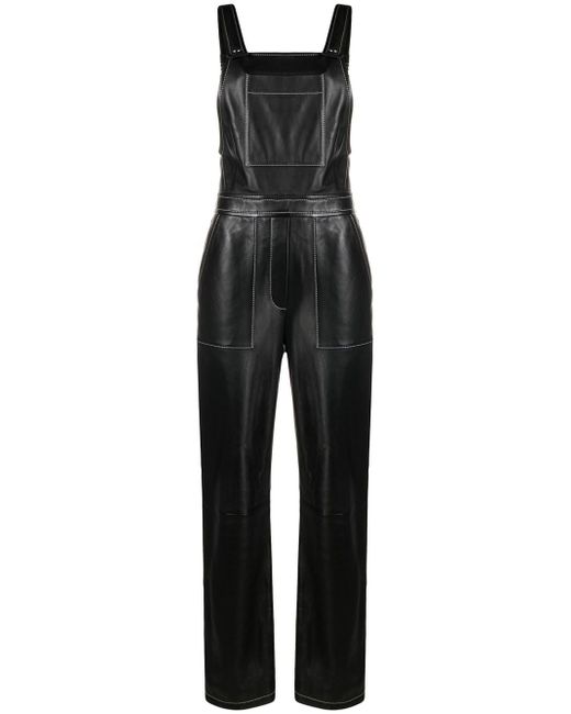 Claudie Pierlot contrast-stitching leather dungarees