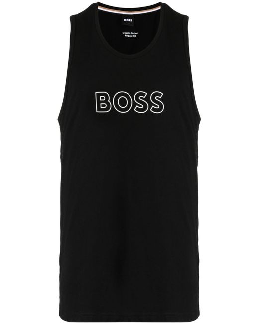 Boss logo-print cotton tank top