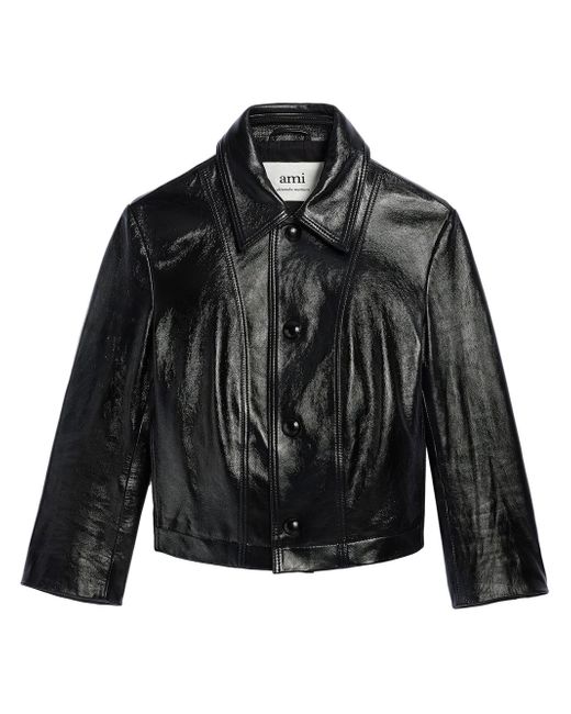 AMI Alexandre Mattiussi cropped leather jacket