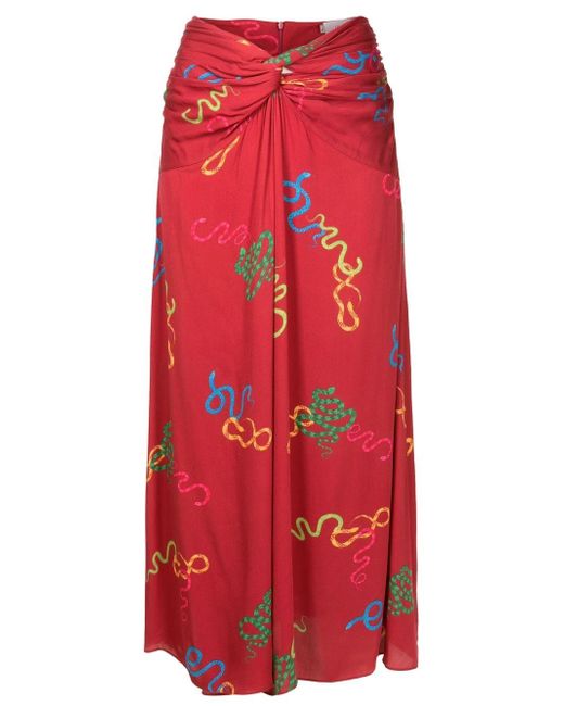 Isolda Kika motif-print twisted skirt