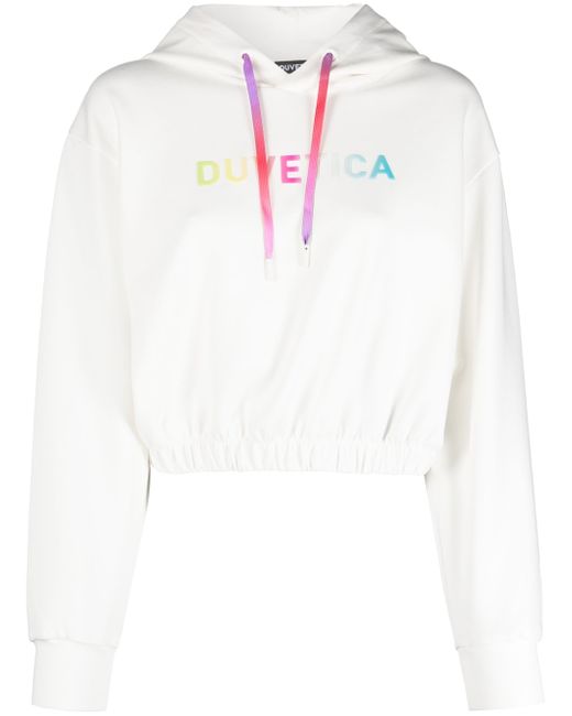 Duvetica logo-print cropped hoodie