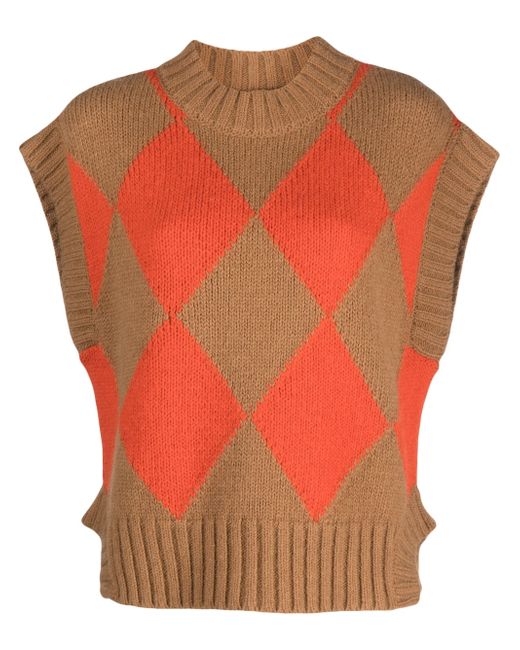 La Double J. argyle-print knitted vest