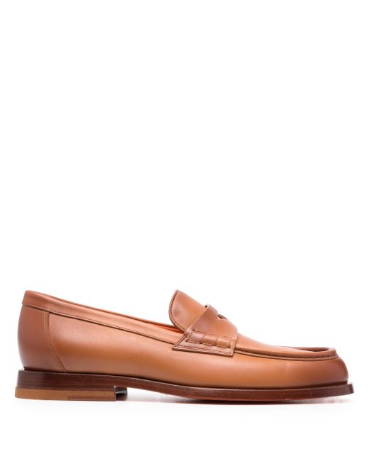 Santoni leather penny loafers