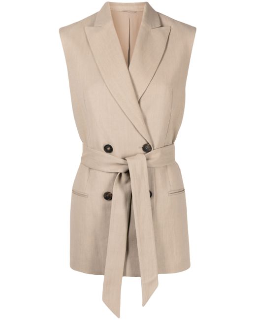Brunello Cucinelli double-breasted belted waistcoat